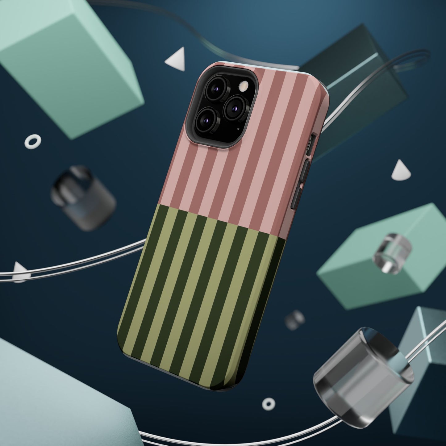 Pink & Green Stripe Phone Case