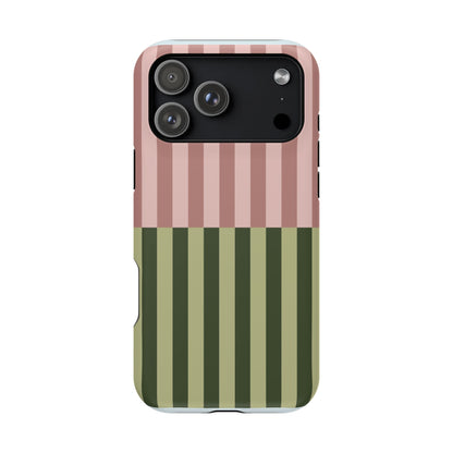 Pink & Green Stripe Phone Case