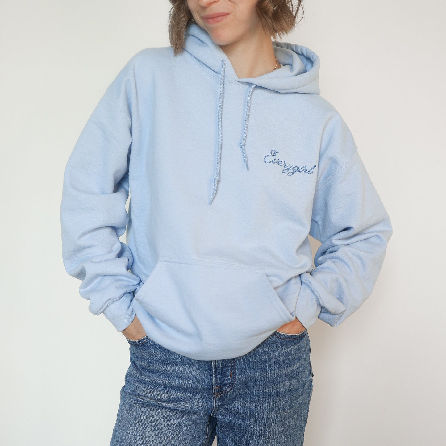 Everygirl Embroidered Baby Blue Vintage Hoodie