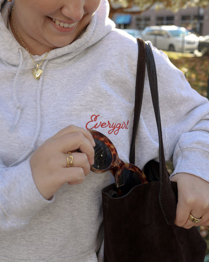 Everygirl Embroidered Heather Grey Vintage Hoodie