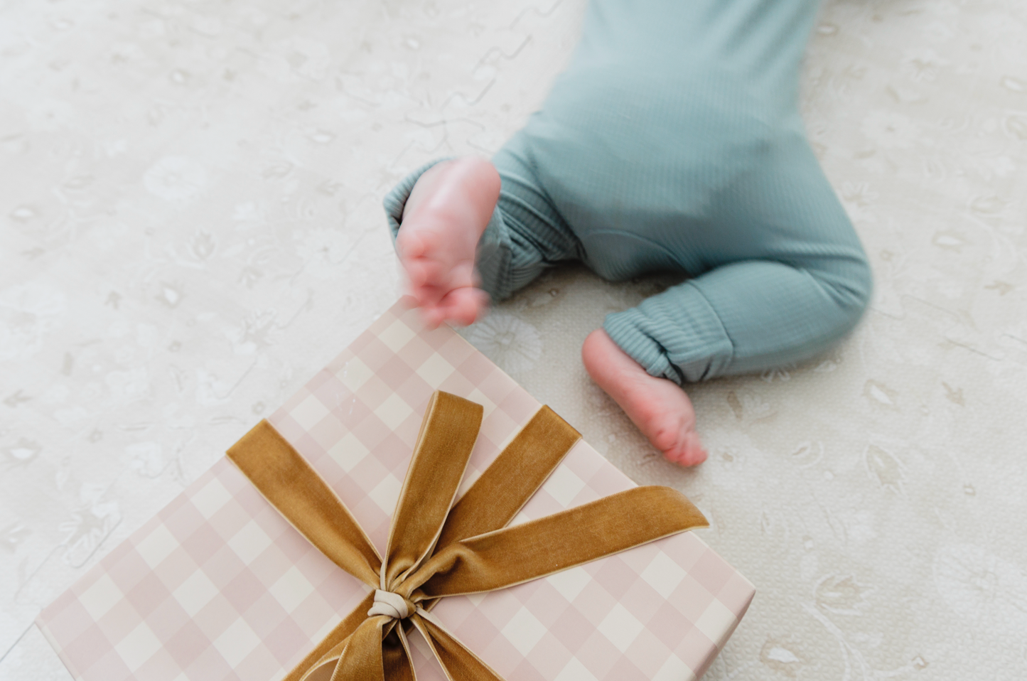 Pale Neutral Pink Gingham Gift Wrapping Paper