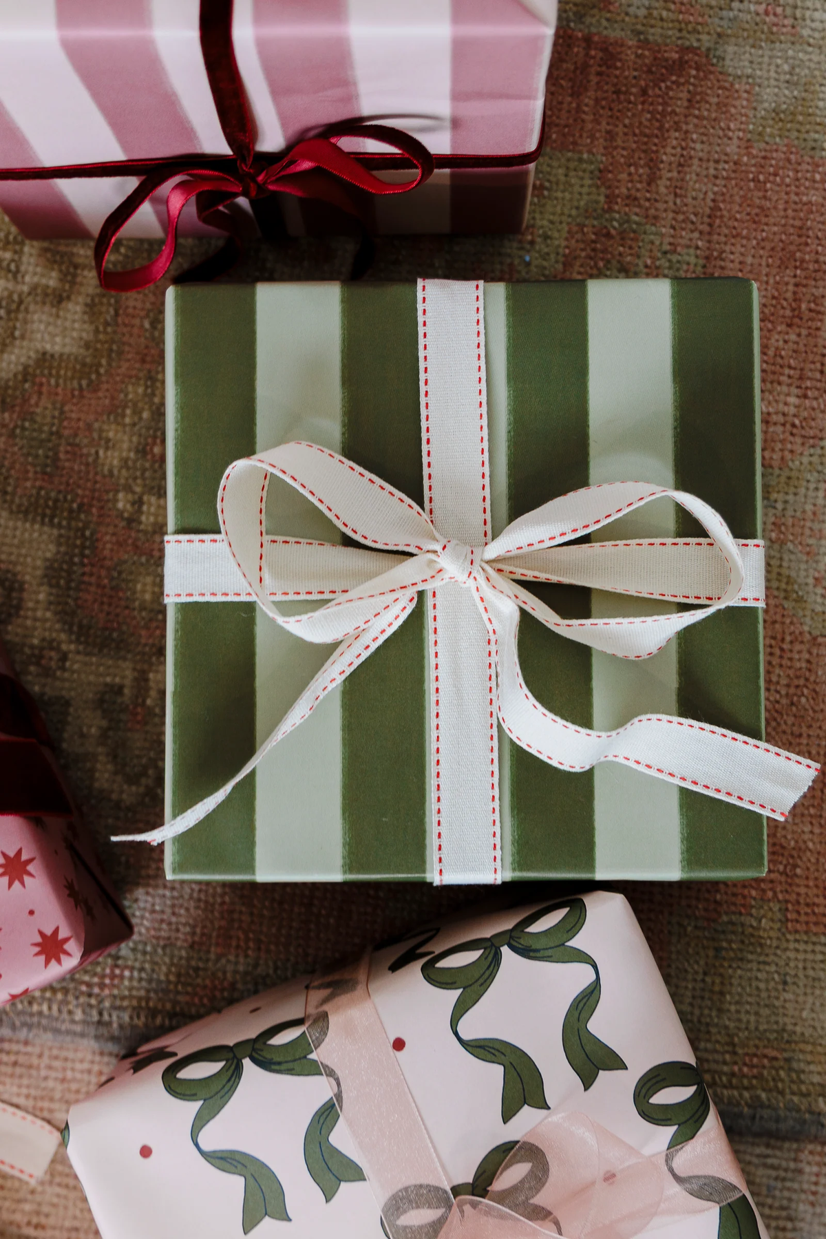 Green Stripe Gift Wrapping Paper