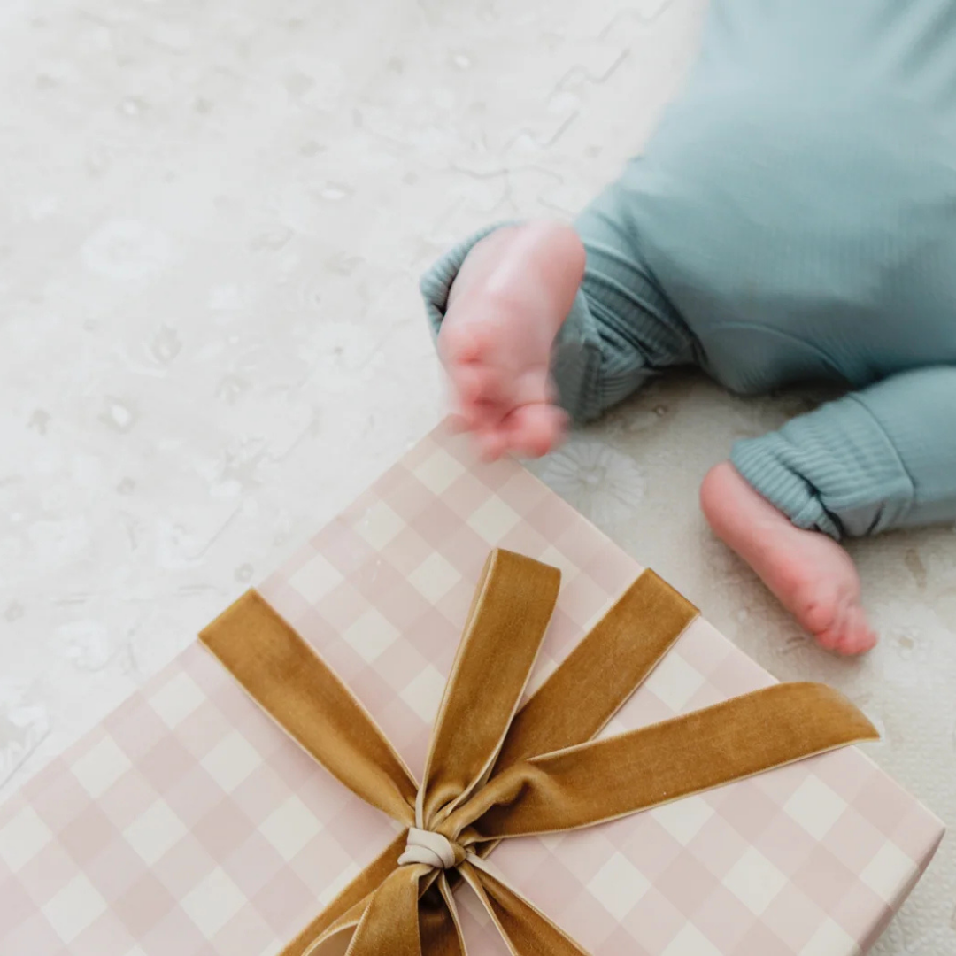Pale Neutral Pink Gingham Gift Wrapping Paper