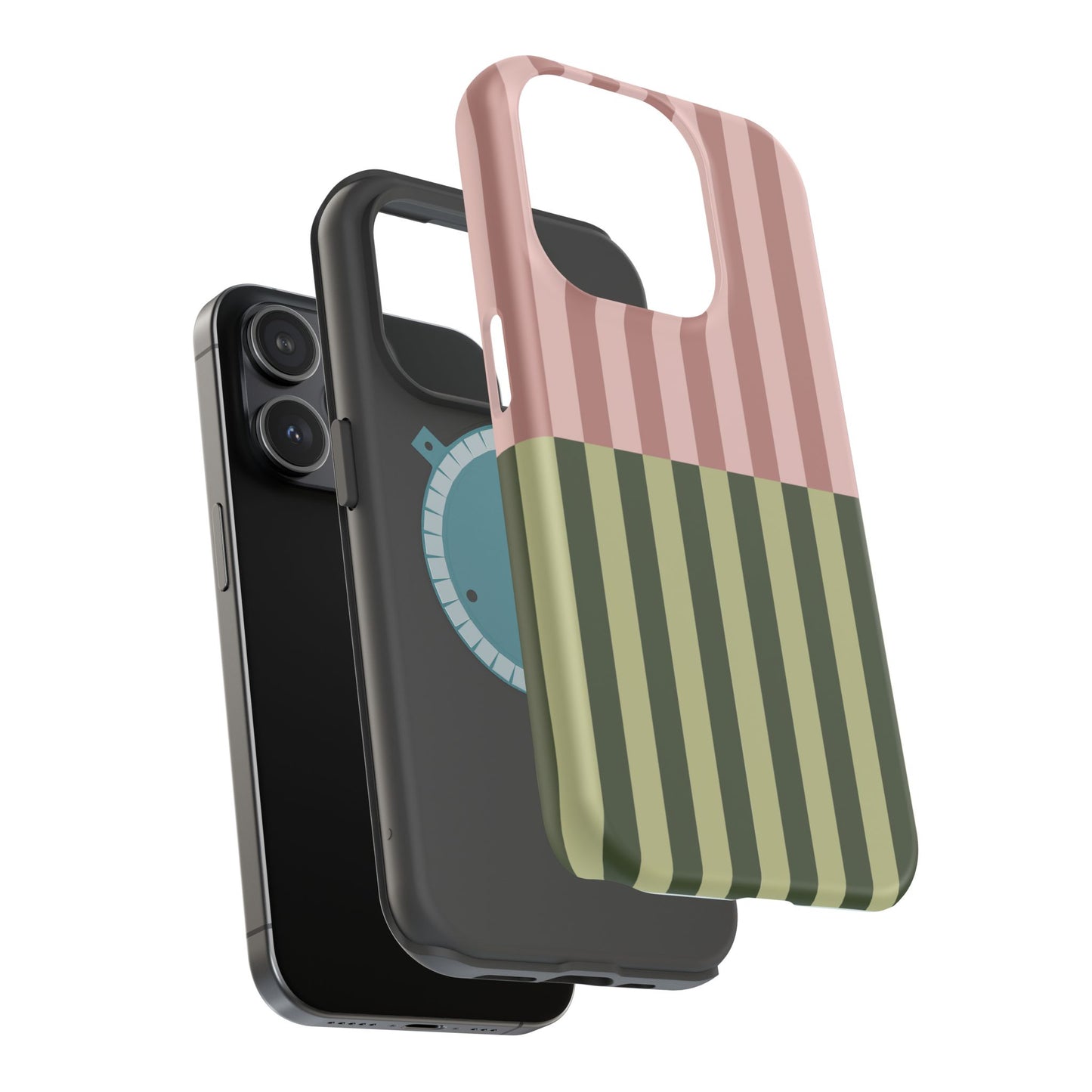 Pink & Green Stripe Phone Case