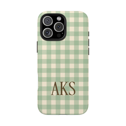 Customizable Green Gingham Phone Case