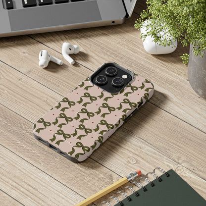 Pink & Green Bows IPhone Case