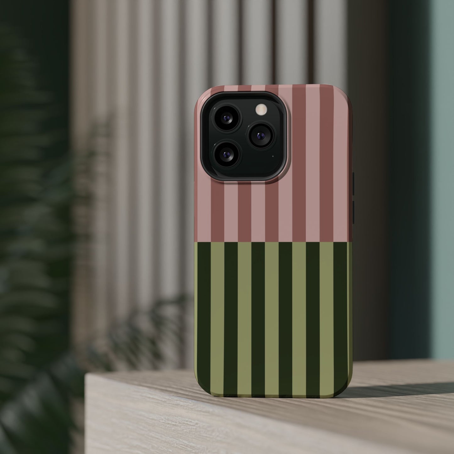 Pink & Green Stripe Phone Case
