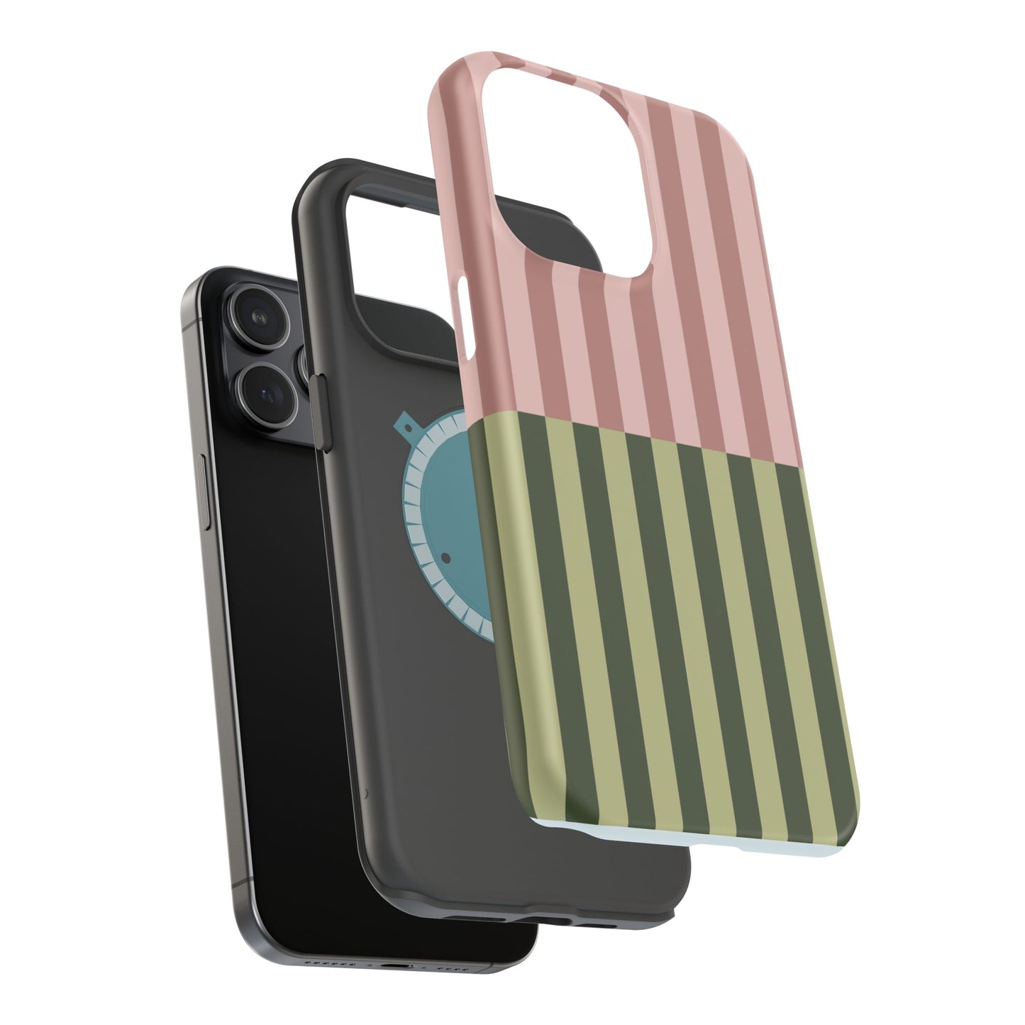 Pink & Green Stripe Phone Case