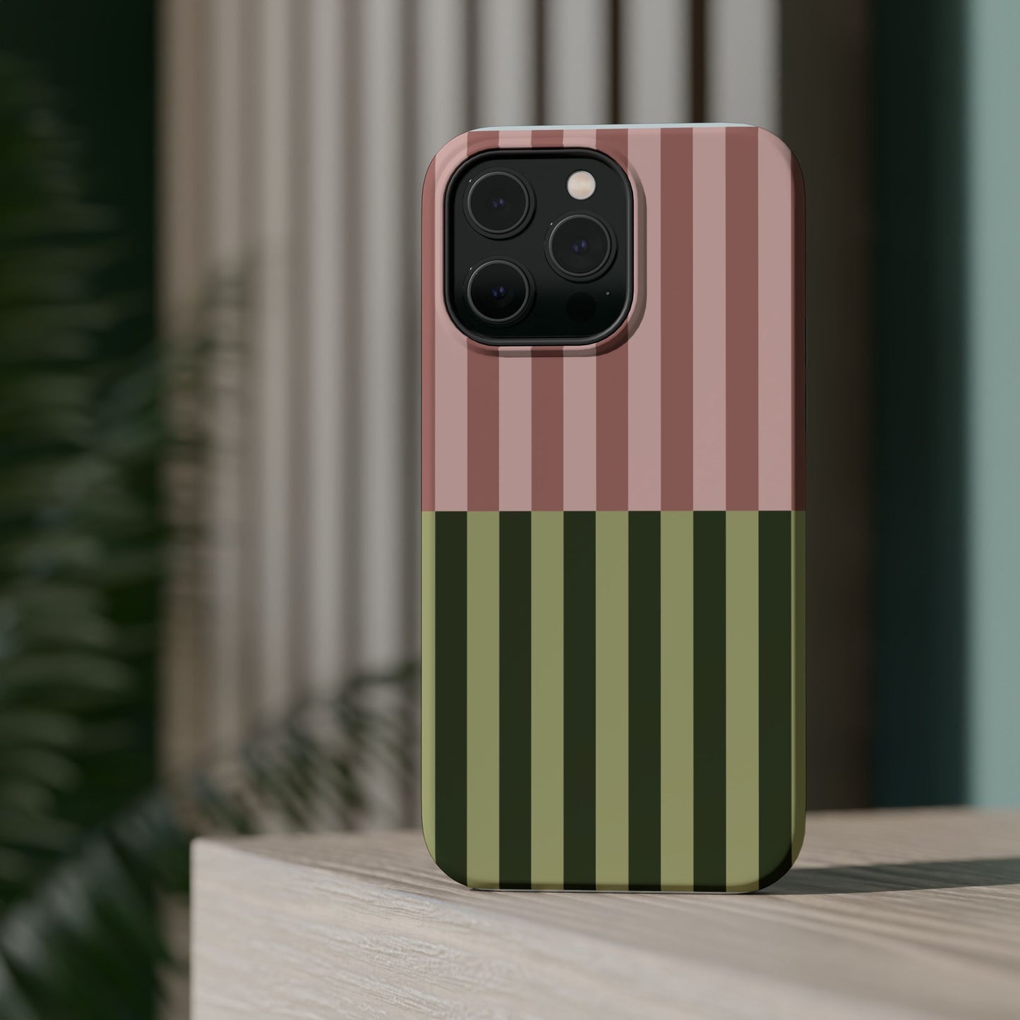 Pink & Green Stripe Phone Case