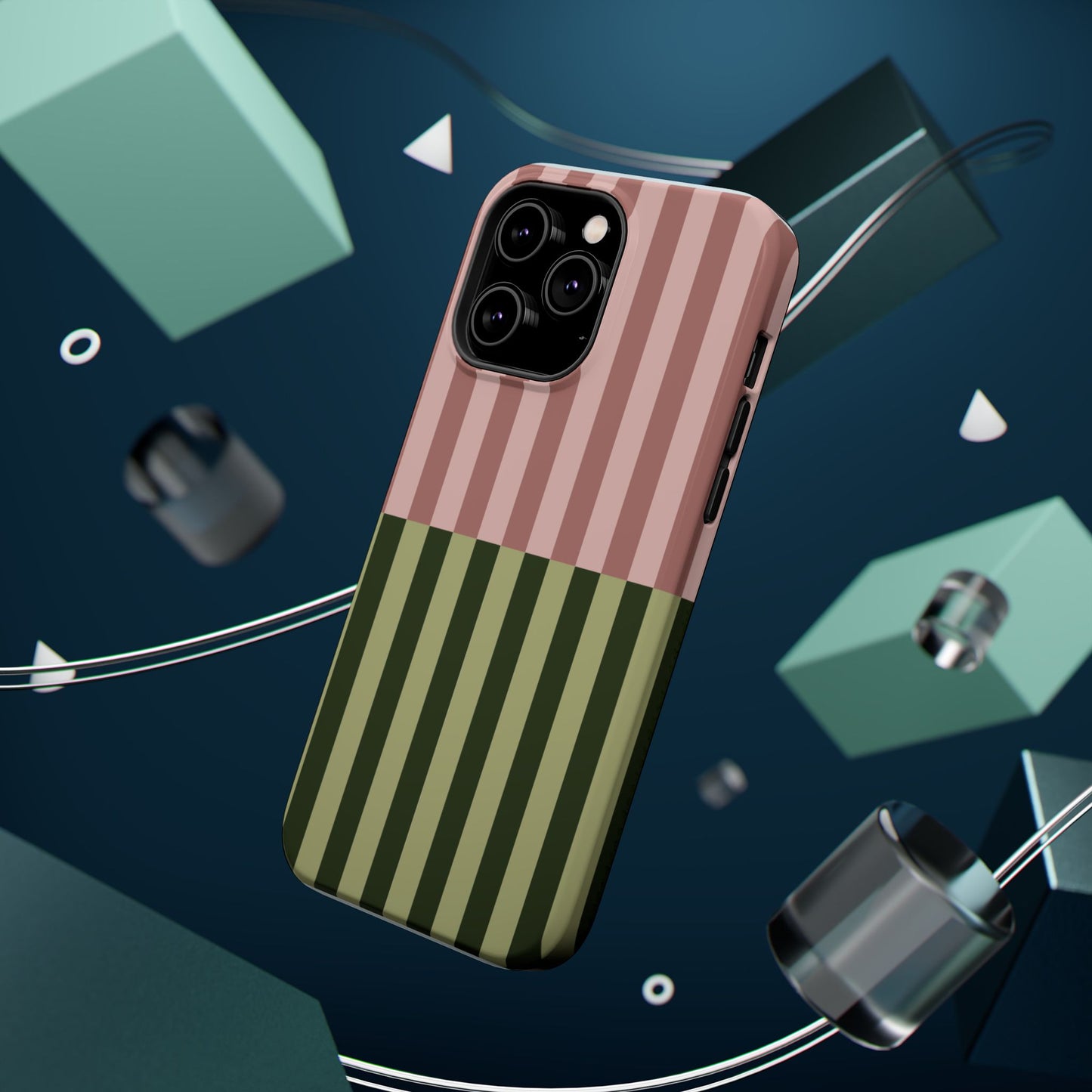 Pink & Green Stripe Phone Case