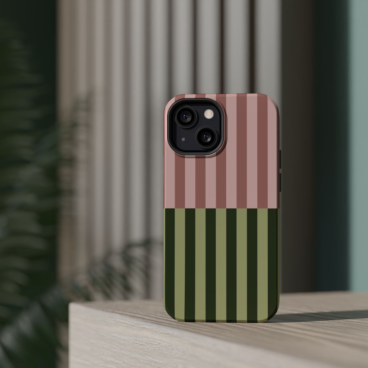 Pink & Green Stripe Phone Case