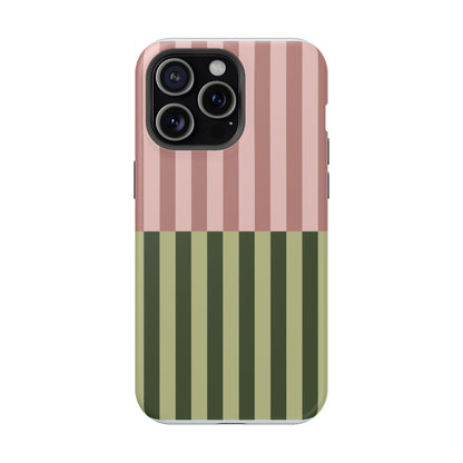 Pink & Green Stripe Phone Case