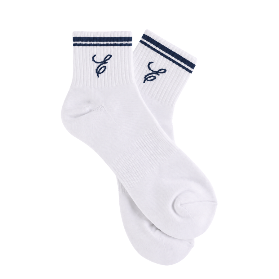 Navy E Crew Socks