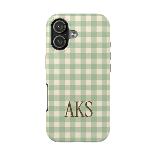 Customizable Green Gingham Phone Case