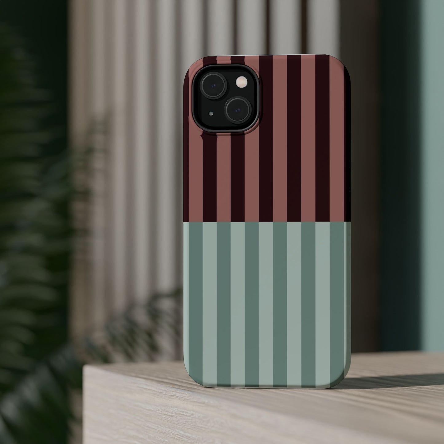 Burgundy and Blue Stripe Phone Case