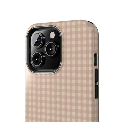 Neutral Blush Gingham IPhone Case