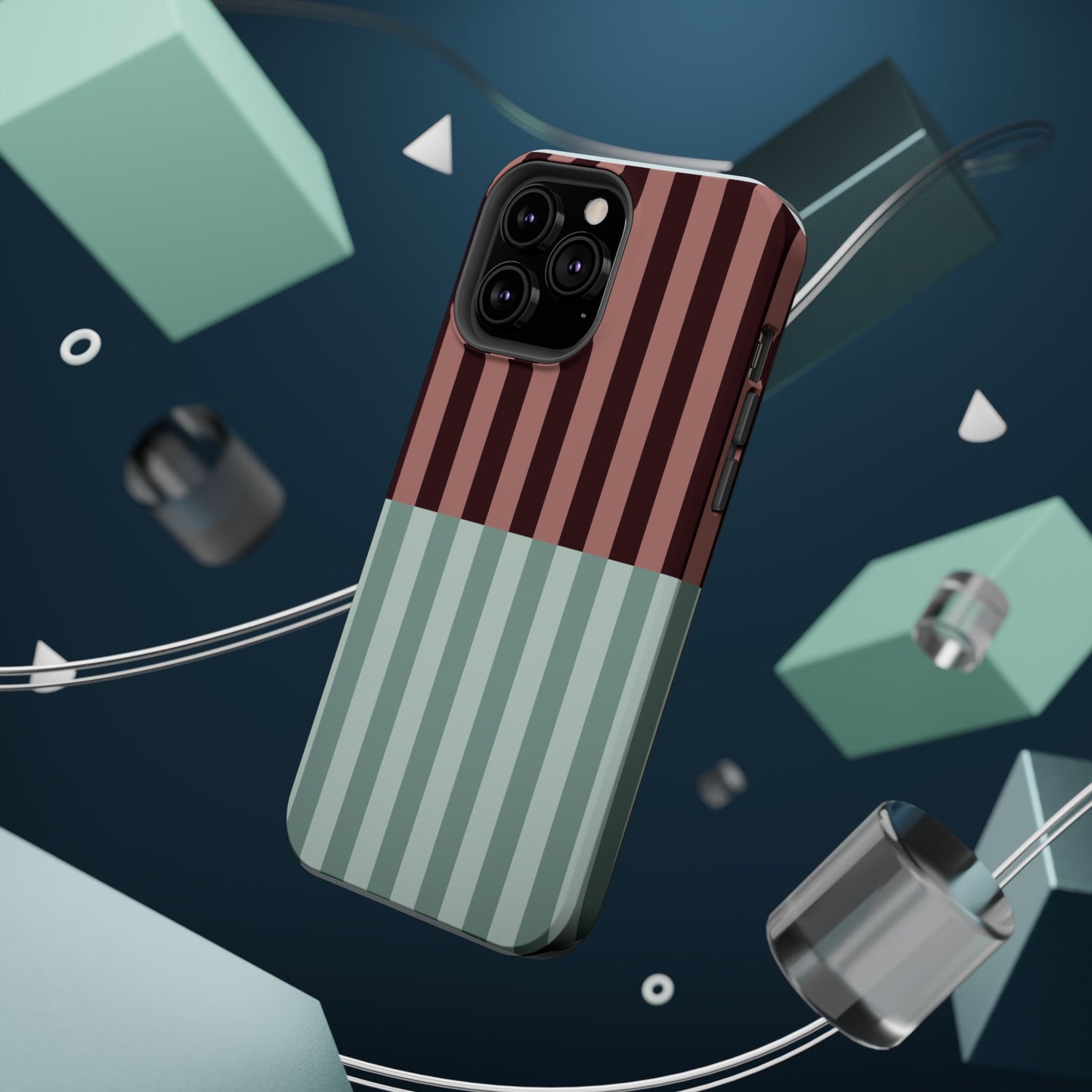 Burgundy and Blue Stripe Phone Case