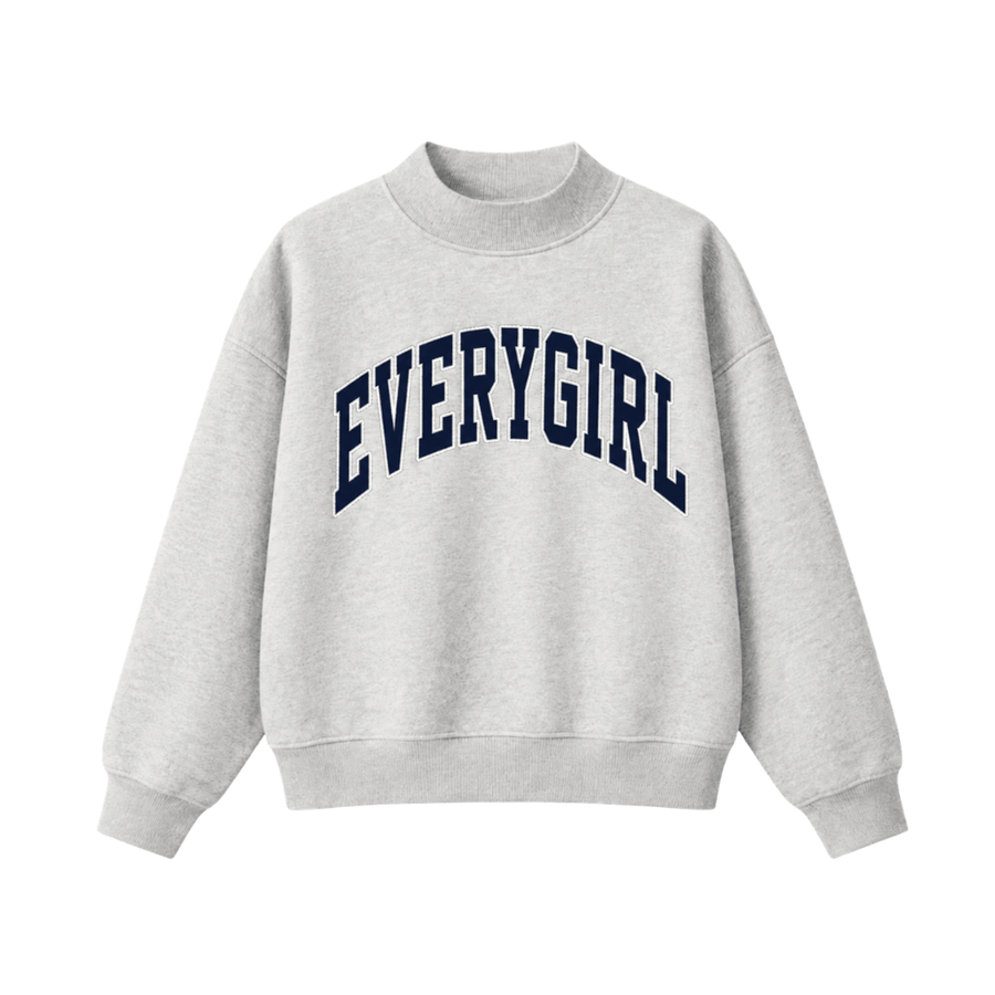 Oversized Everygirl Appliqué Mockneck Sweatshirt