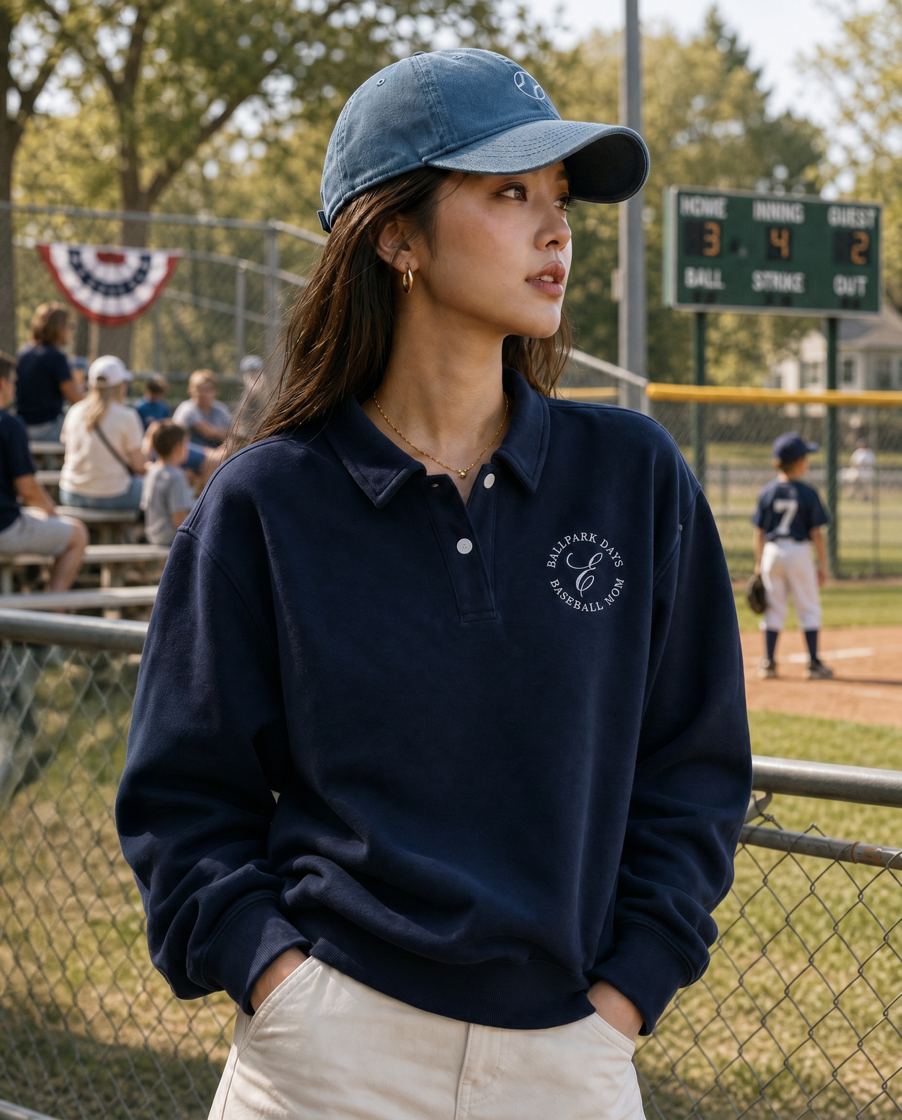 Baseball Mom Navy Polo Sweatshirt