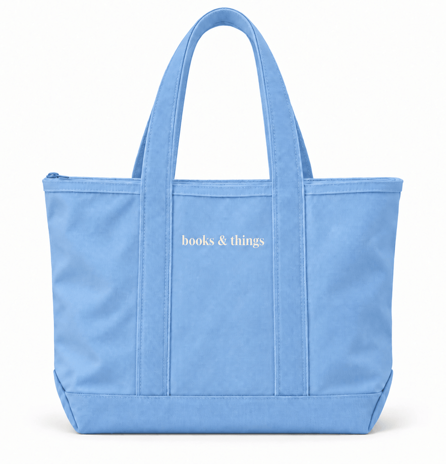 Parisian Blue "Books & Things" Tote Bag