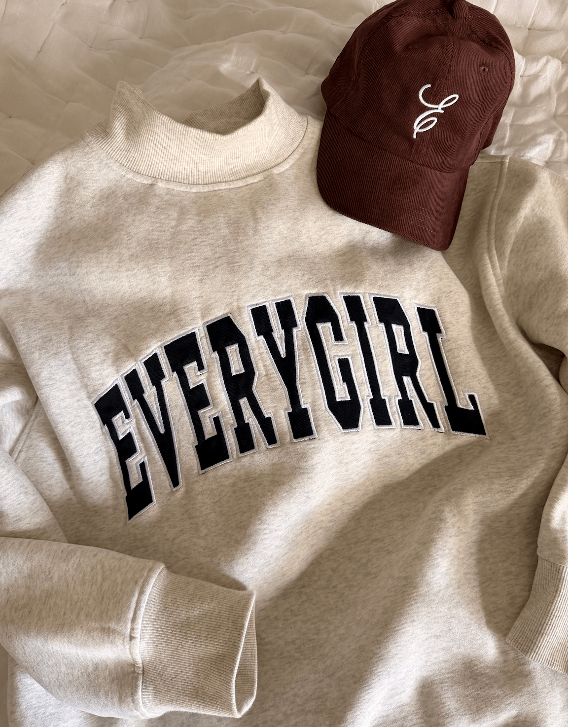 Everygirl Appliqué Mockneck Sweatshirt