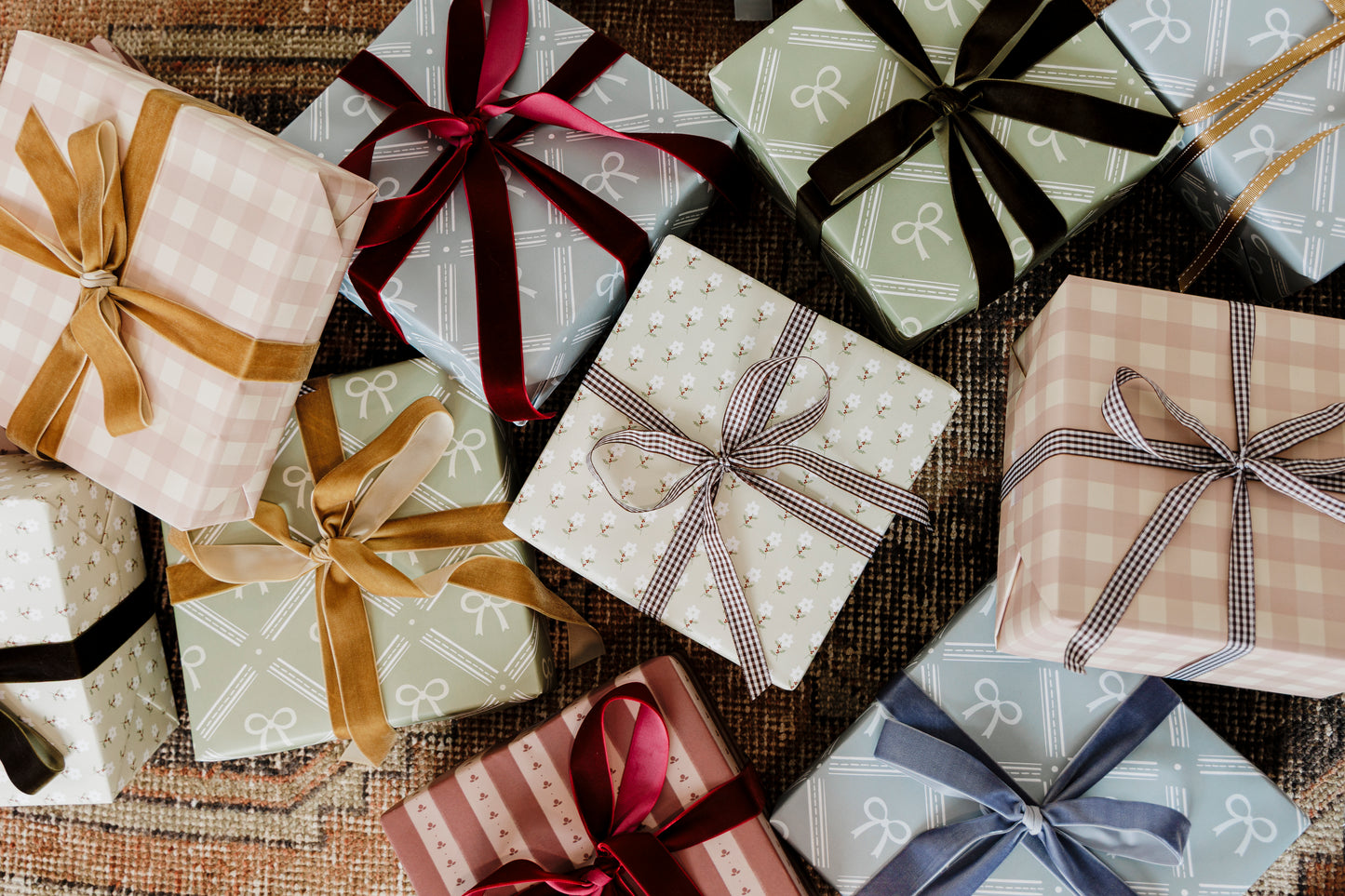Blue Bow Patterned Gift Wrapping Paper