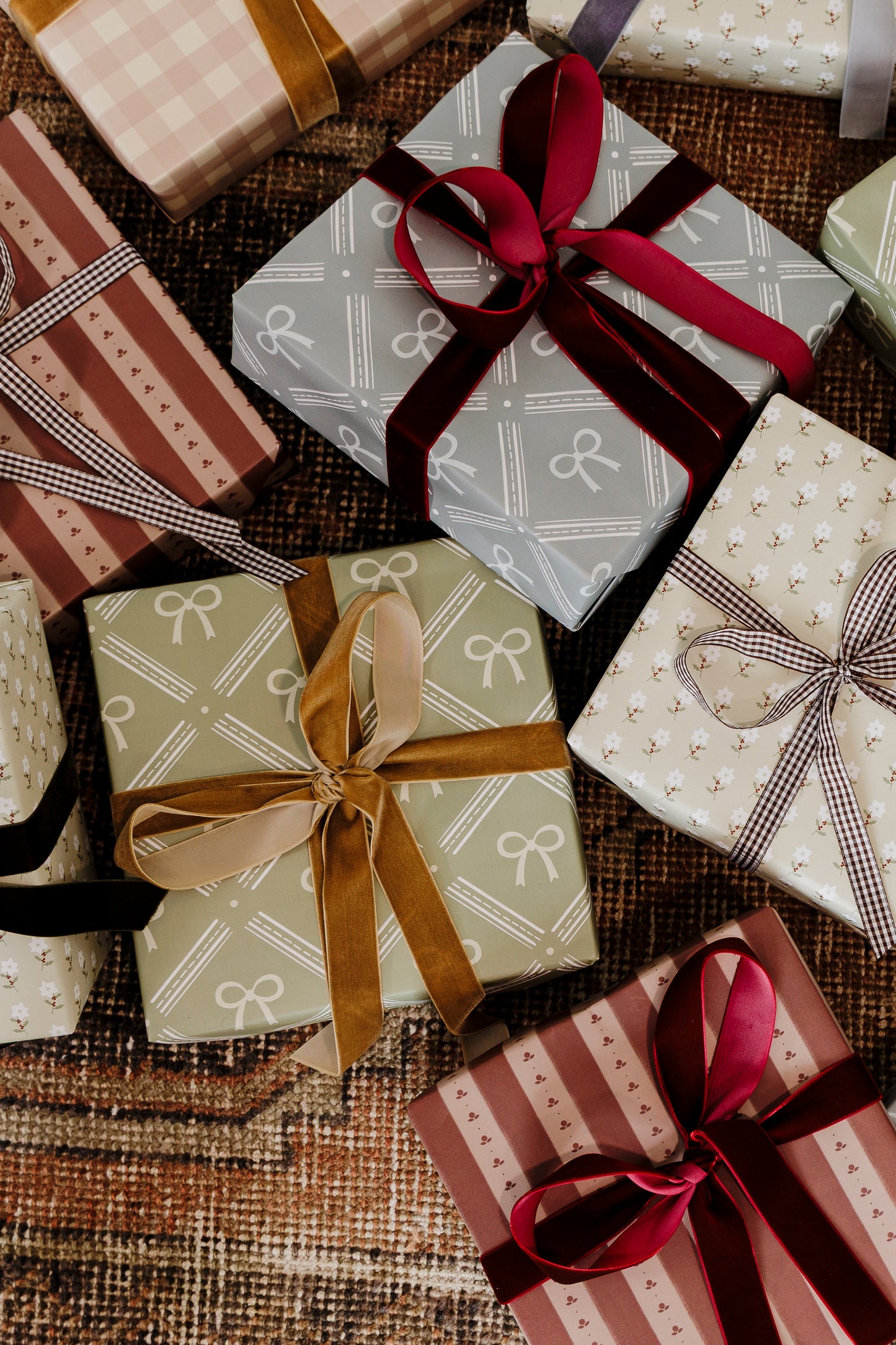 Muted Red Stripe Gift Wrapping Paper