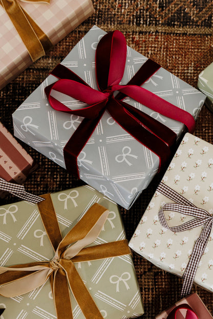 Blue Bow Patterned Gift Wrapping Paper