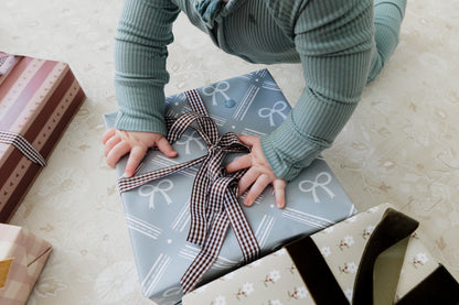 Blue Bow Patterned Gift Wrapping Paper