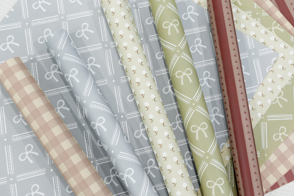 Blue Bow Patterned Gift Wrapping Paper