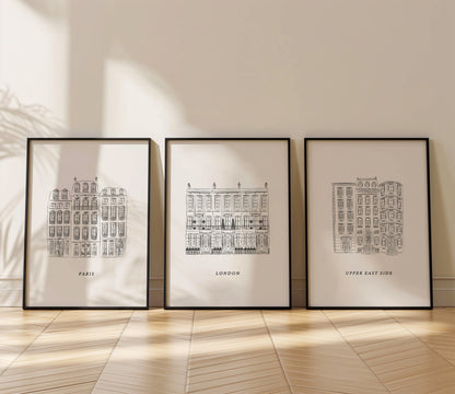 Paris, London, New York Set of Three Prints