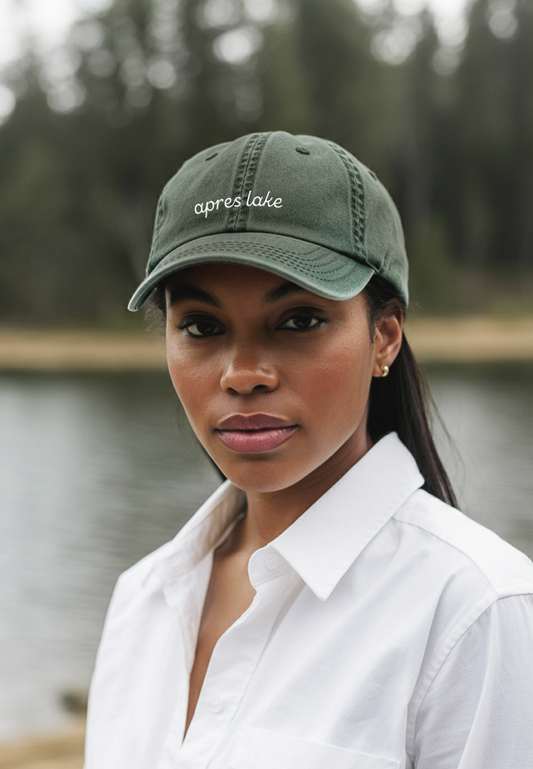 "Apres Lake" Green Washed Baseball Cap